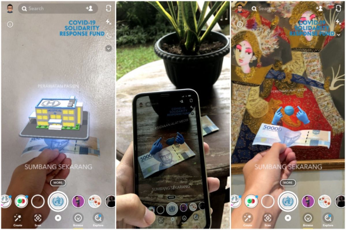 Cara beri donasi melalui Snapchat untuk penanggulangan virus corona