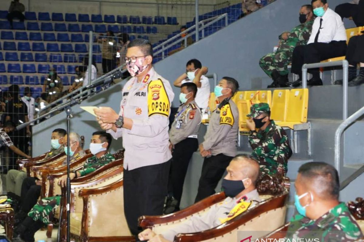 Personel Polrestabes Palembang latihan Sispamkota kontingensi COVID-19