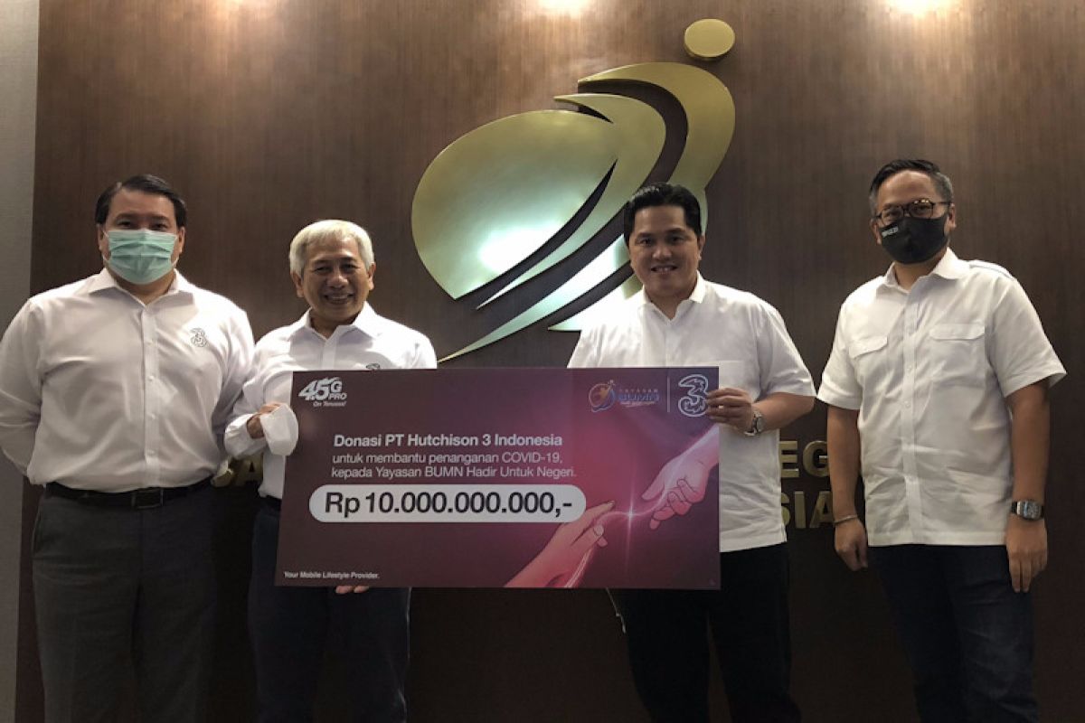 Operator seluler 3 donasikan Rp10 miliar via Yayasan BUMN untuk tangani COVID-19