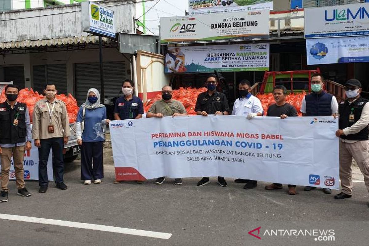 Pertamina-Hiswana Migas Babel bagikan 650 paket sembako