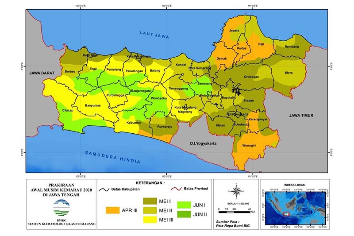 Sebagian Jateng selatan diprakirakan masuki awal musim kemarau