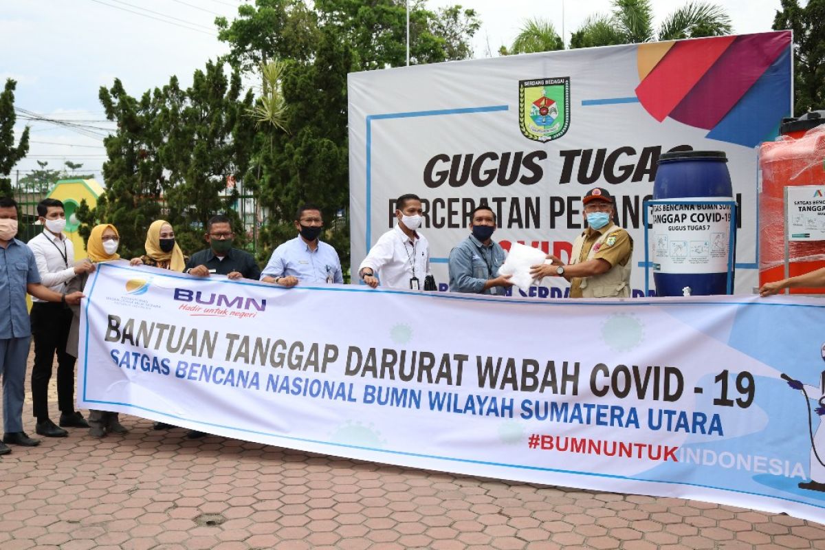 Perangi COVID-19, Satgas Bencana BUMN Sumut bantu tenaga medis dan masyarakat Sergai