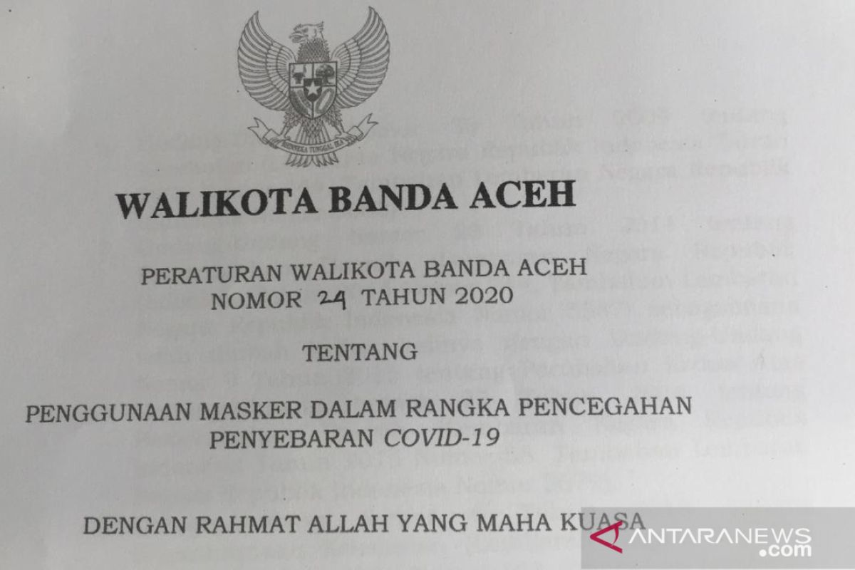 Banda Aceh wajibkan warga pakai masker melalui Perwal