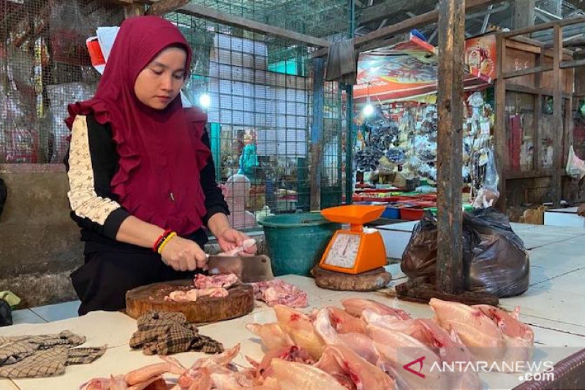 Setelah sempat anjlok, harga ayam potong di Palembang merangkak naik Rp28.000/Kg