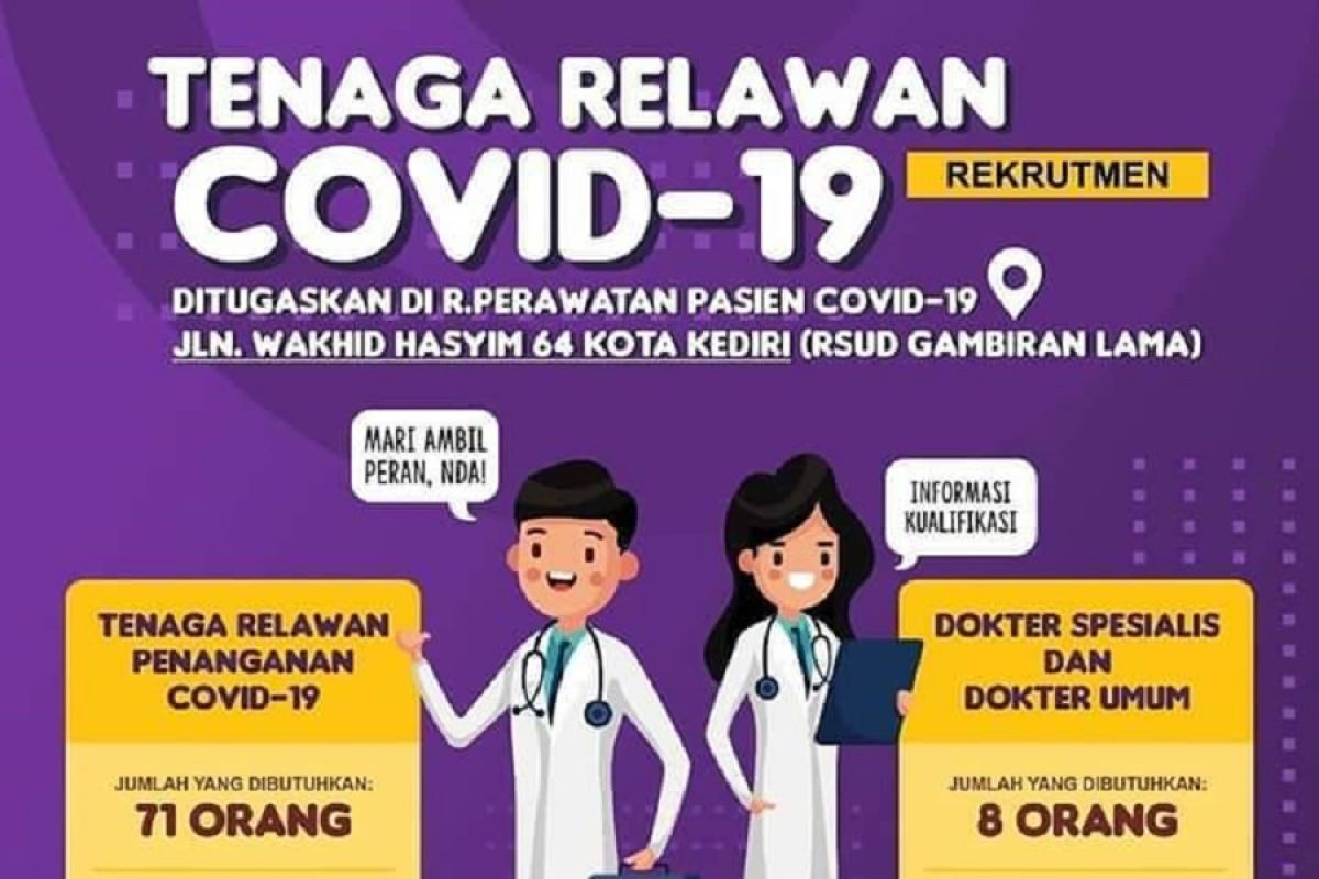 Pemkot Kediri buka lowongan tenaga relawan COVID-19