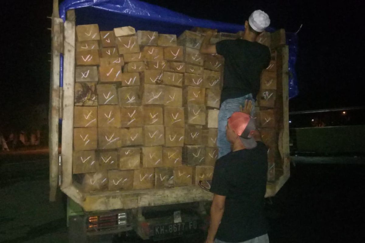 Polsek Pugaan amankan  kayu Bangkirai ilegal