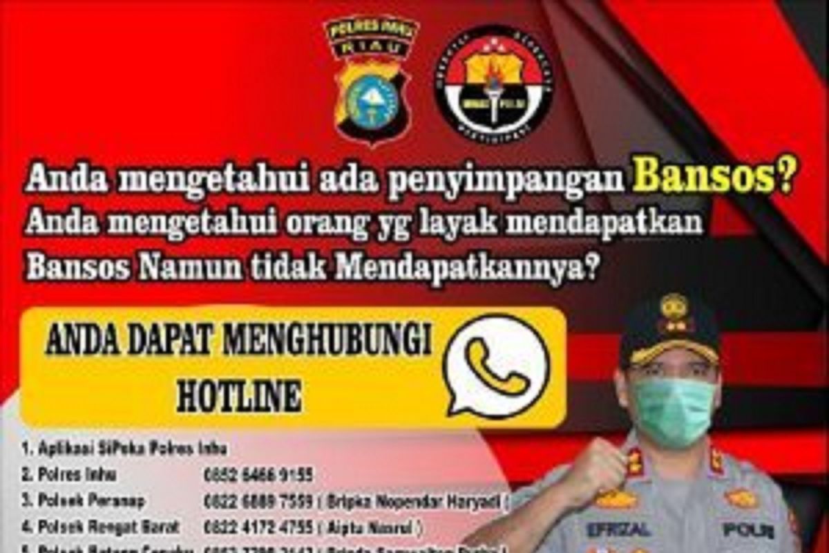 Ada penyimpangan bantuan, Silahkan lapor Polres Inhu