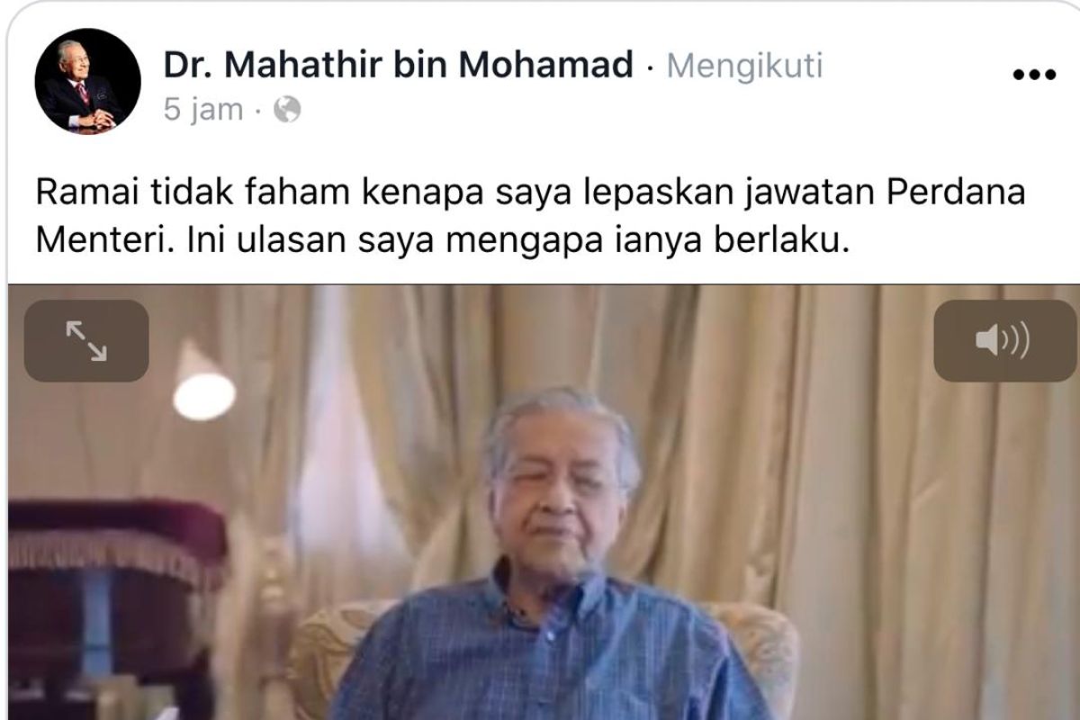 Mahathir Mohamad ungkap pengunduran dirinya dari PM