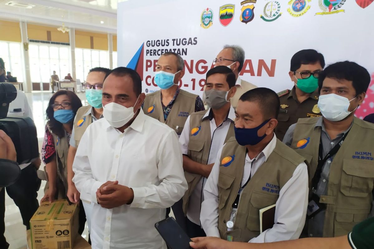 Gubernur apresiasi bantuan Satgas Bencana BUMN Sumut  di tengah pandemi COVID-19