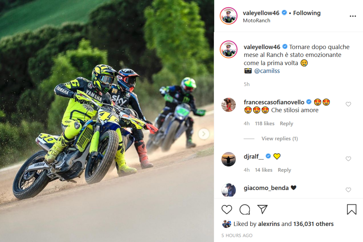 Valentino Rossi dan Andrea Dovizioso kembali menunggangi motor balap setelah pelonggaran lockdown di Italia