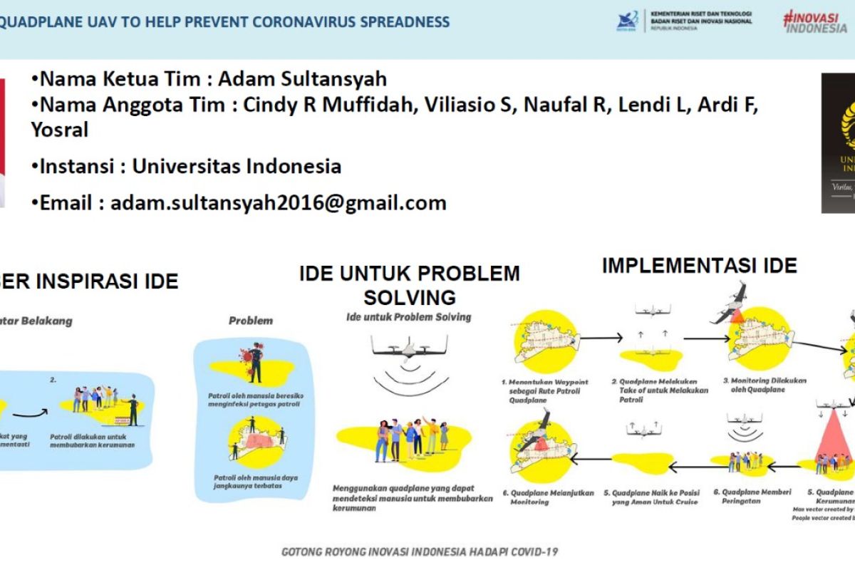 Prototipe pesawat tanpa awak antar mahasiswa UI juara kompetisi COVID-19 INA IDEAthon