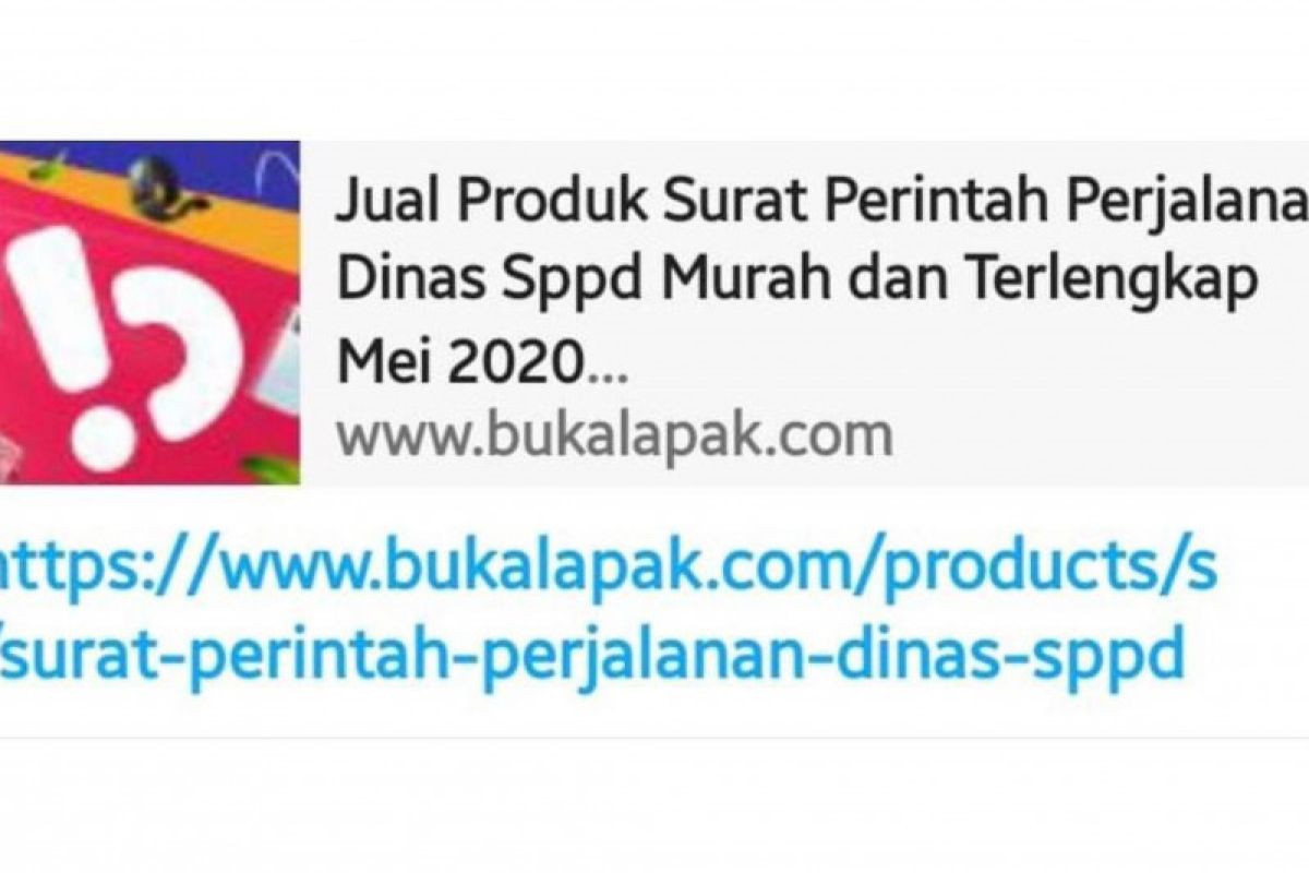 Surat perjalanan dinas bebas corona dari rumah sakit  dijual Tokopedia dan Bukalapak