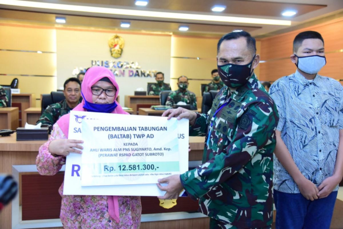 Dua pahlawan kesehatan PNS TNI AD terima santunan Asabri