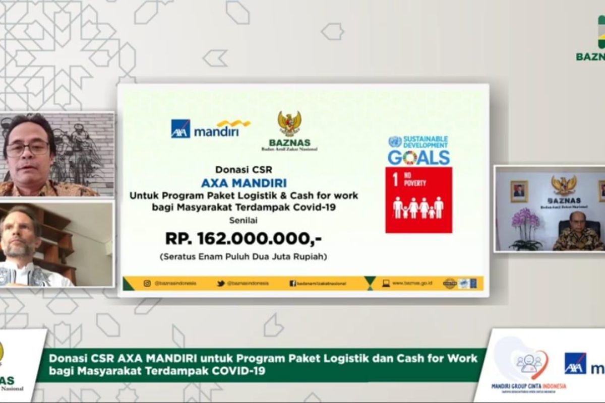 BAZNAS-AXA Mandiri salurkan donasi masyarakat terdampak COVID-19