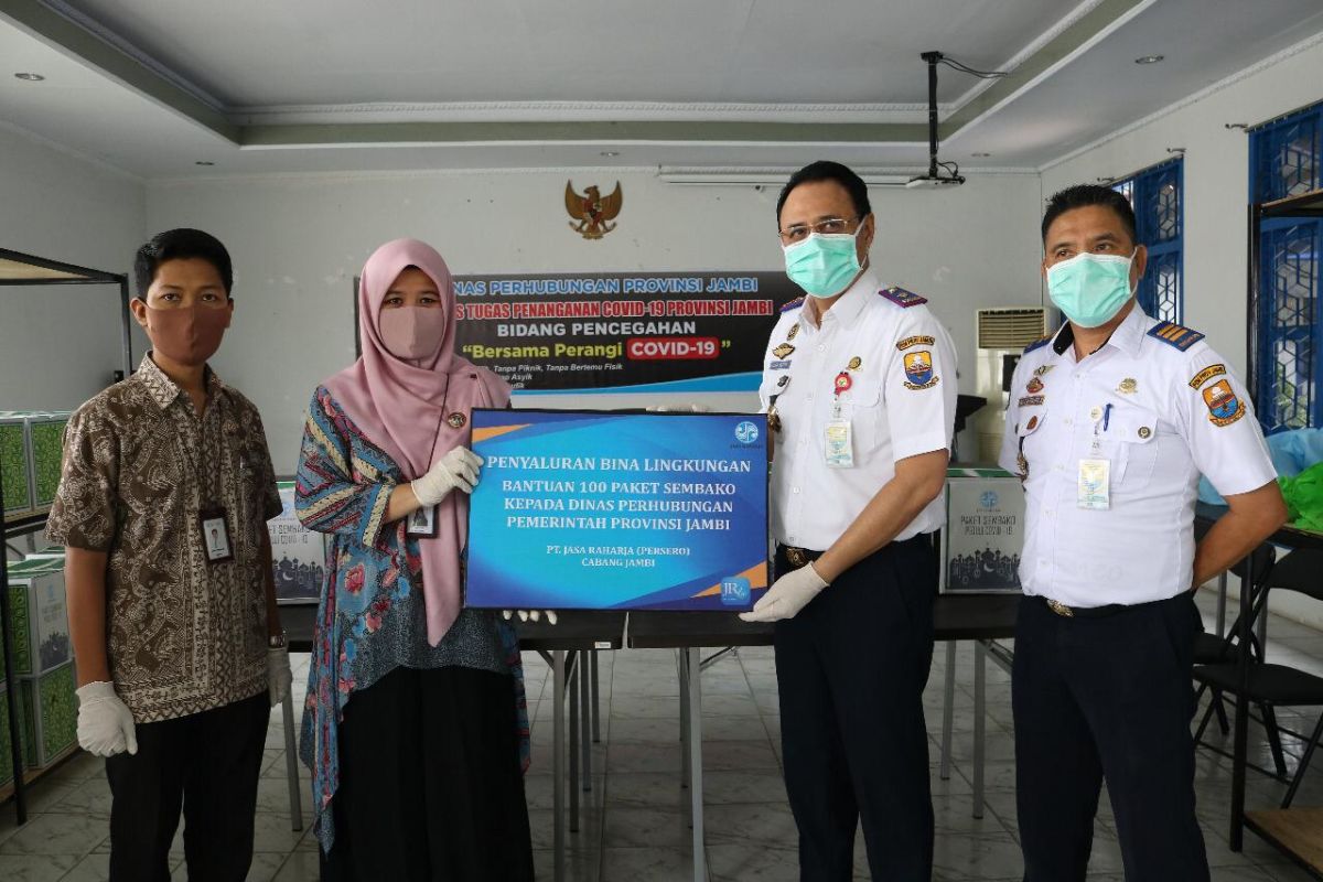 Jasa Raharja Jambi bagikan sembako kepada warga dan mitra Dishub