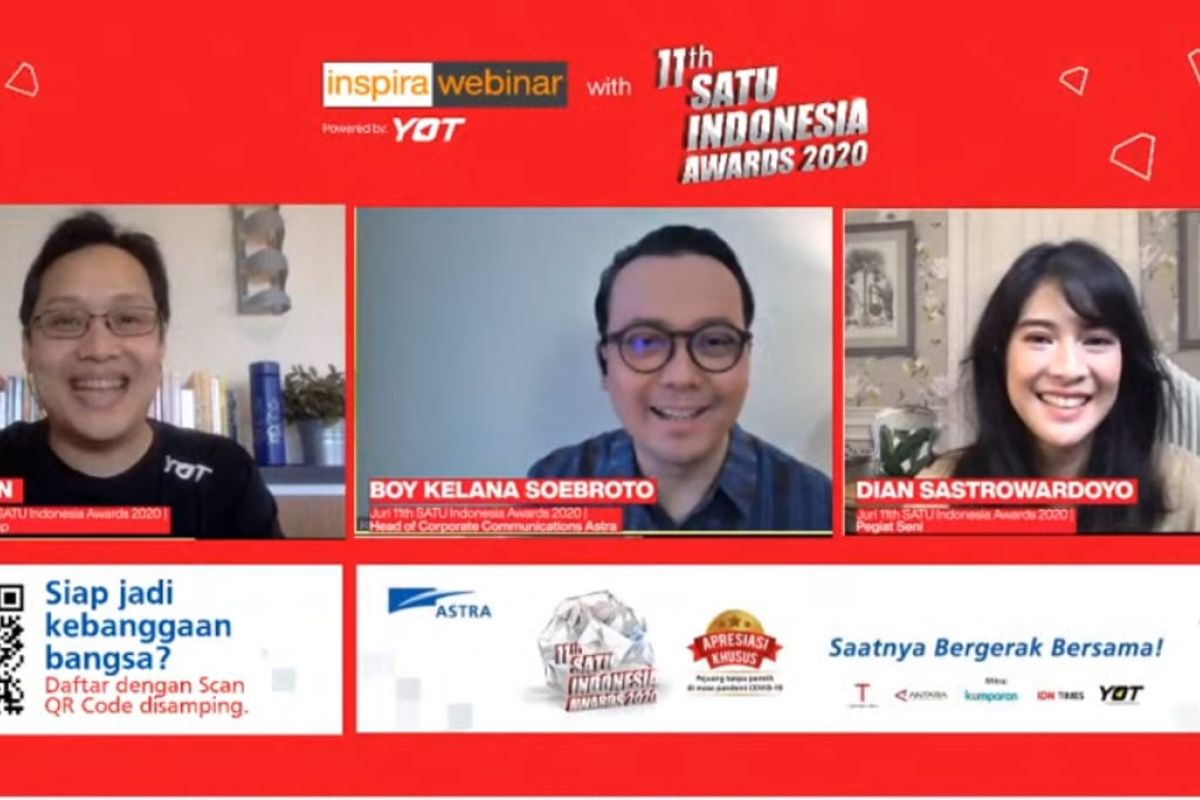 SATU Indonesia Awards 2020 gelar diskusi anak muda dan inspiratif,  terbaik untuk bangsa melalui webinar