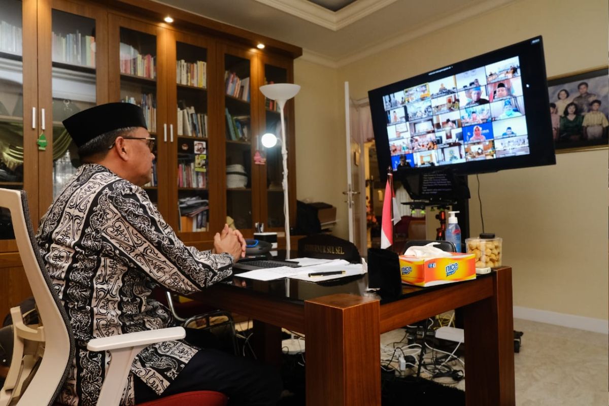 Gubernur Sulsel Nurdin Abdullah halal bihalal secara virtual
