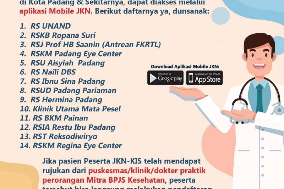 14 Faskes rujukan mitra BPJS Kesehatan di Padang dan sekitarnya terapkan antrean daring via mobile JKN