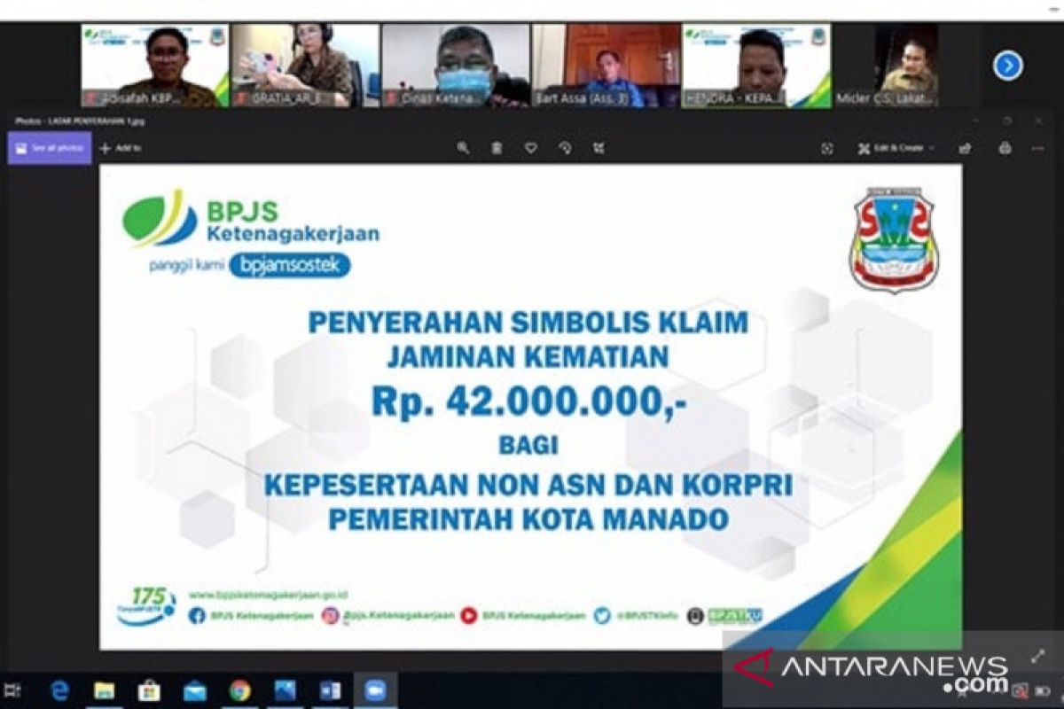 BPJAMSOSTEK memberikan santunan kematian peserta non-ASN Pemkot Manado