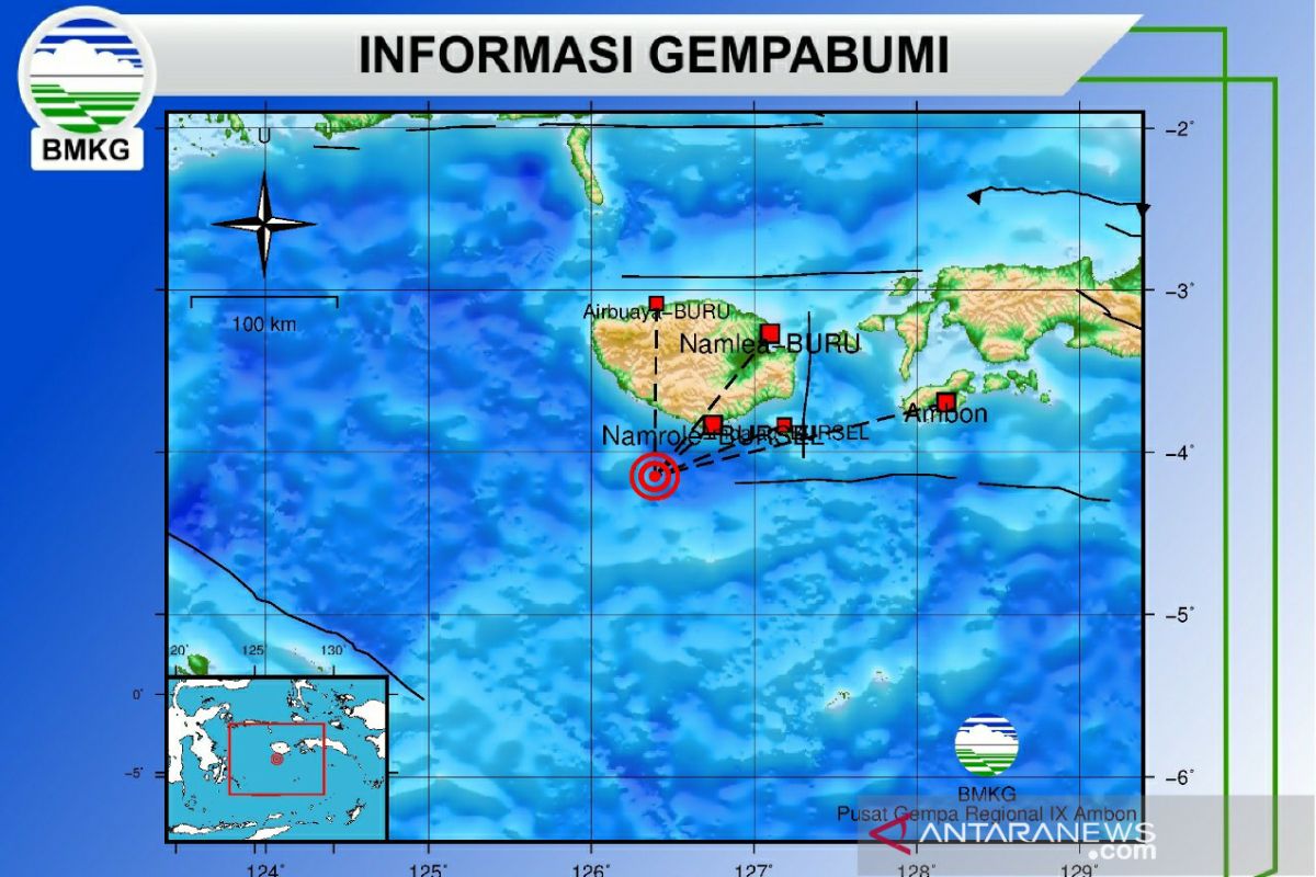 Guncangan gempa magnitudo 6,0 di Pulau Buru dirasakan hingga ke Ambon