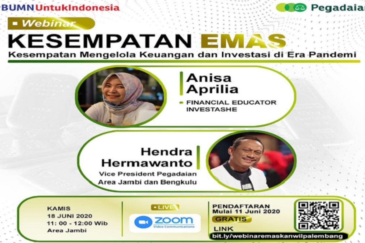 Pegadaian Area Jambi akan gelar webinar edukasi pengelolaan keuangan berbasis emas