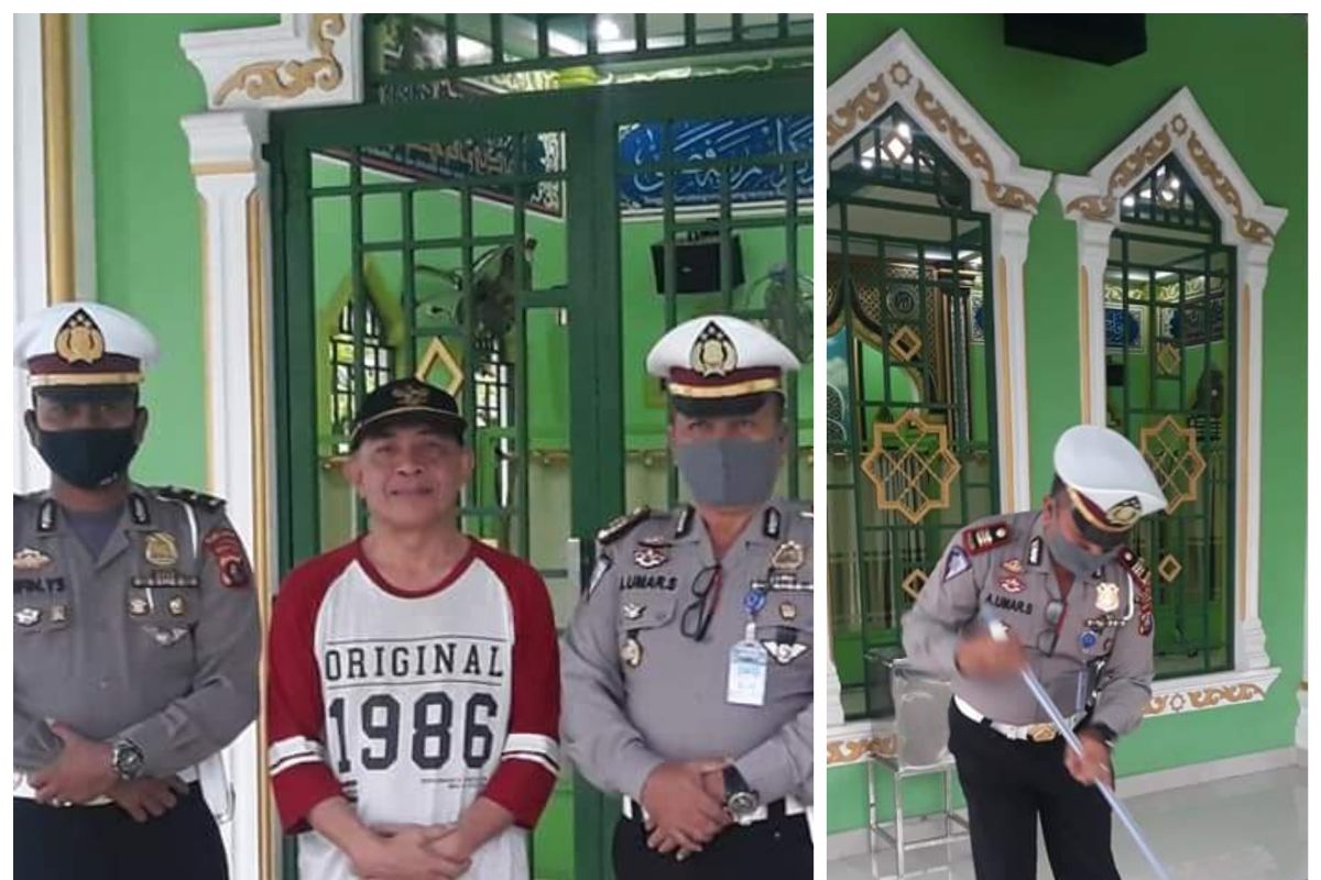 Sambut HUT Bhayangkara Satlantas Polres Langkat bersihkan masjid