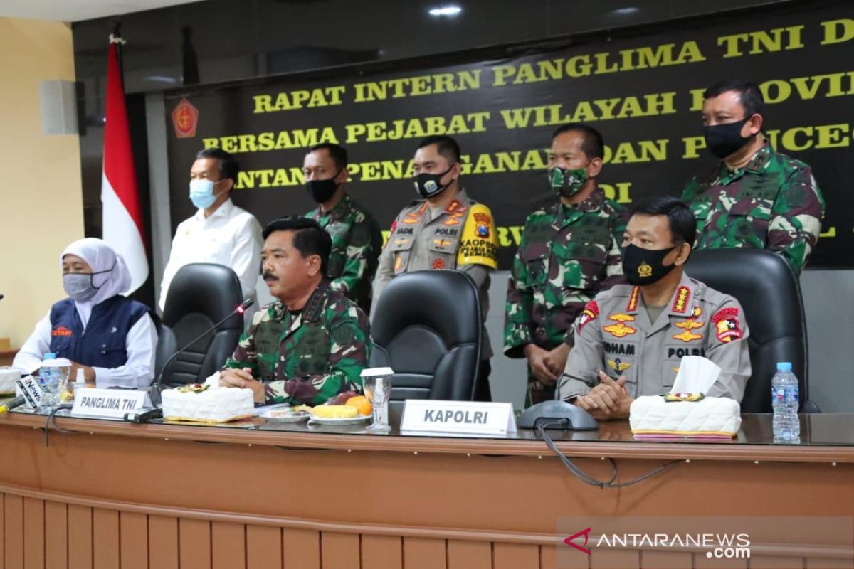 Panglima TNI-Kapolri pimpin rapat penanganan COVID-19 di Jatim