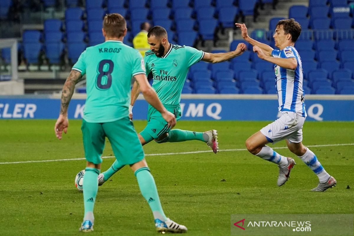 Real Madrid rebut puncak klasemen Liga Spanyol setelah menang 2-1 di Sociedad