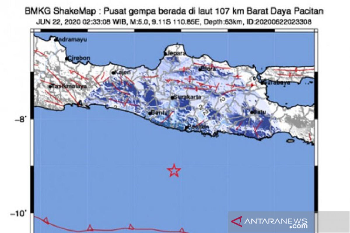 BMKG: Gempa bumi magnitudo 4.1 mengguncang Pacitan