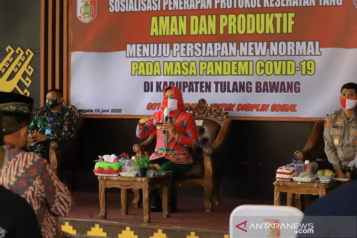 Bupati Winarti lakukan sosialisasi penerapan protokol kesehatan di Kabupaten Tulang Bawang