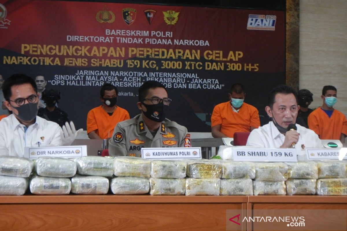 Bareskrim Polri sita 159 kg sabu-sabu asal China