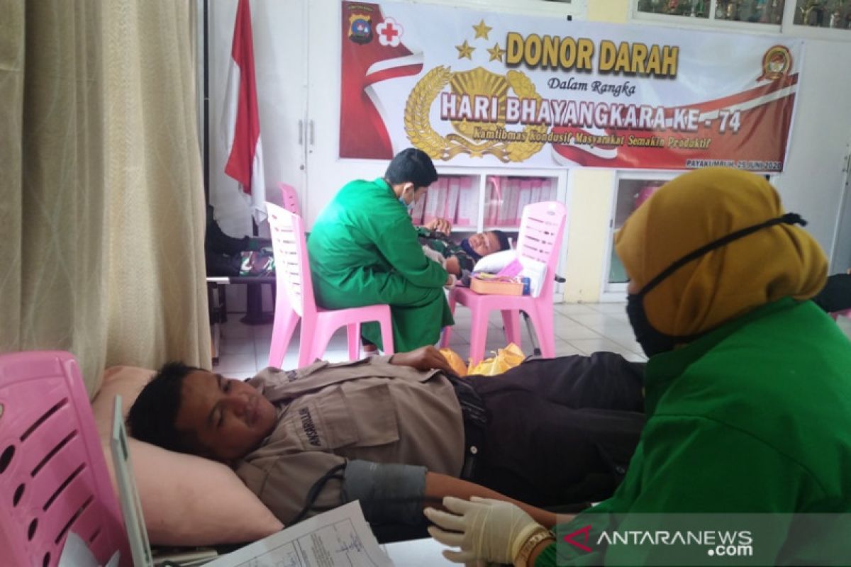 HUT Bhayangkara ke-74, donor darah di Polres Payakumbuh ikutkan TNI dan Satpol-PP