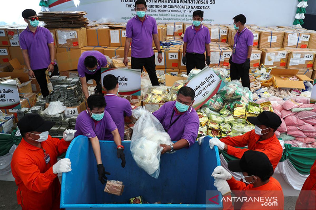 Thailand dan Myanmar musnahkan narkoba senilai Rp28 triliun