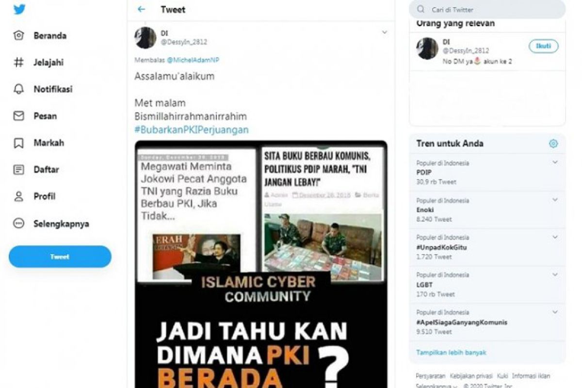 Hoaks, Megawati minta Jokowi pecat Anggota TNI yang razia buku PKI