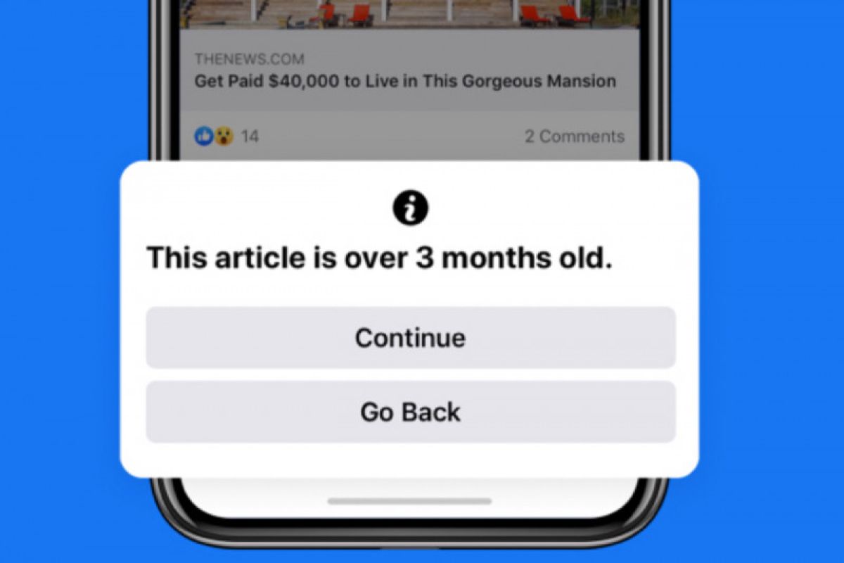Facebook peringatkan pengguna sebelum unggah tautan berita lama