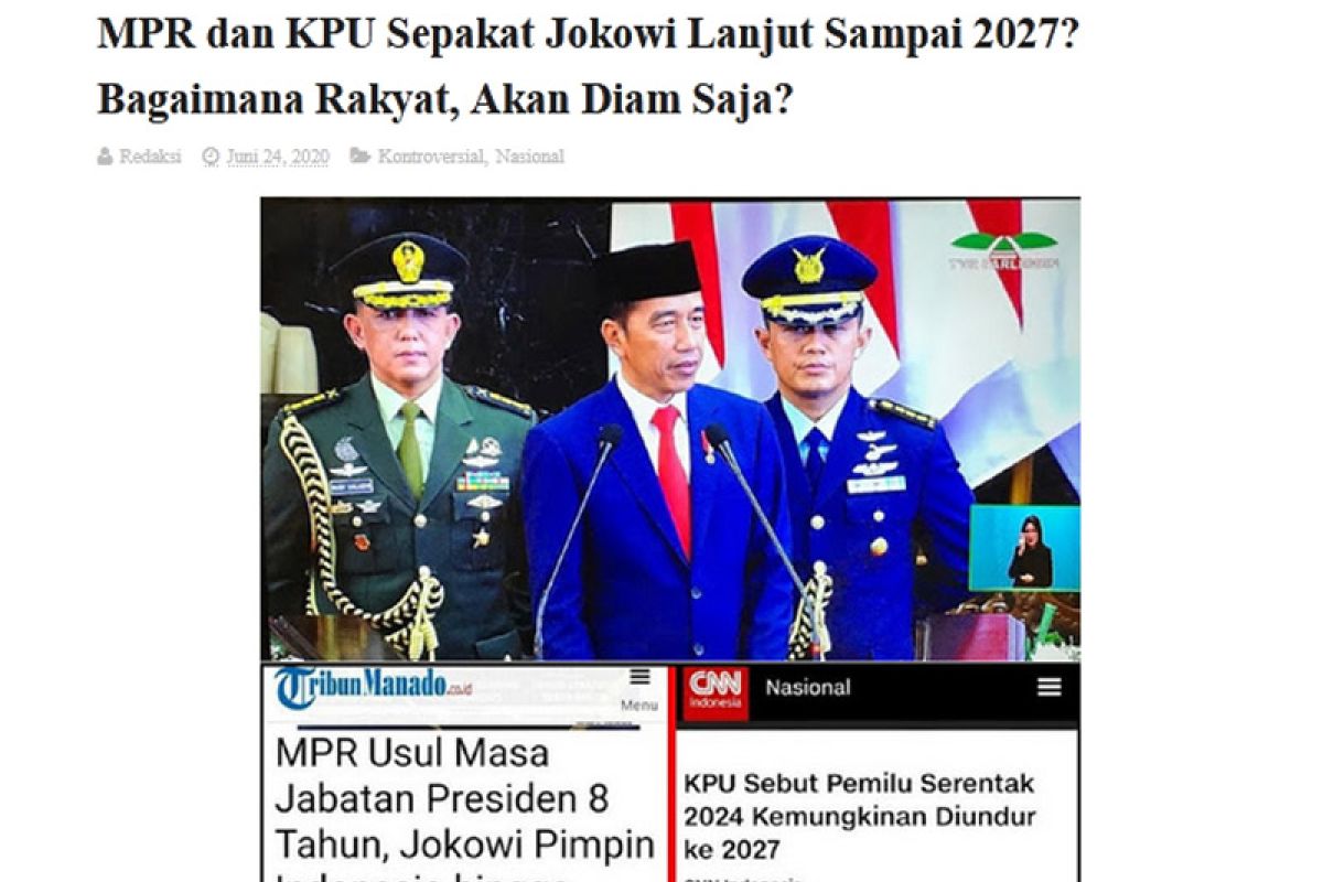 Benarkah MPR-KPU sepakati jabatan Jokowi sampai 2027 ?