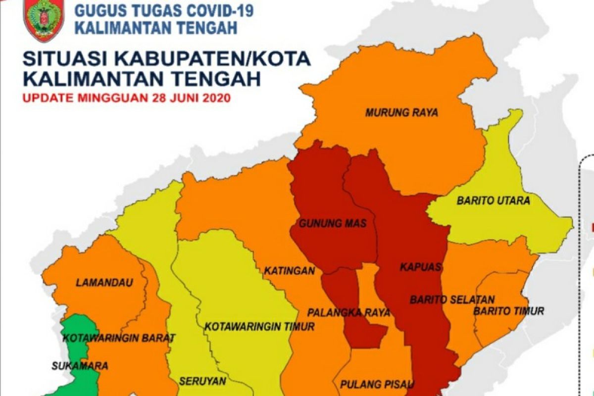 Tiga daerah di Kalteng dikategorikan tinggi terkait risiko kenaikkan kasus COVID-19