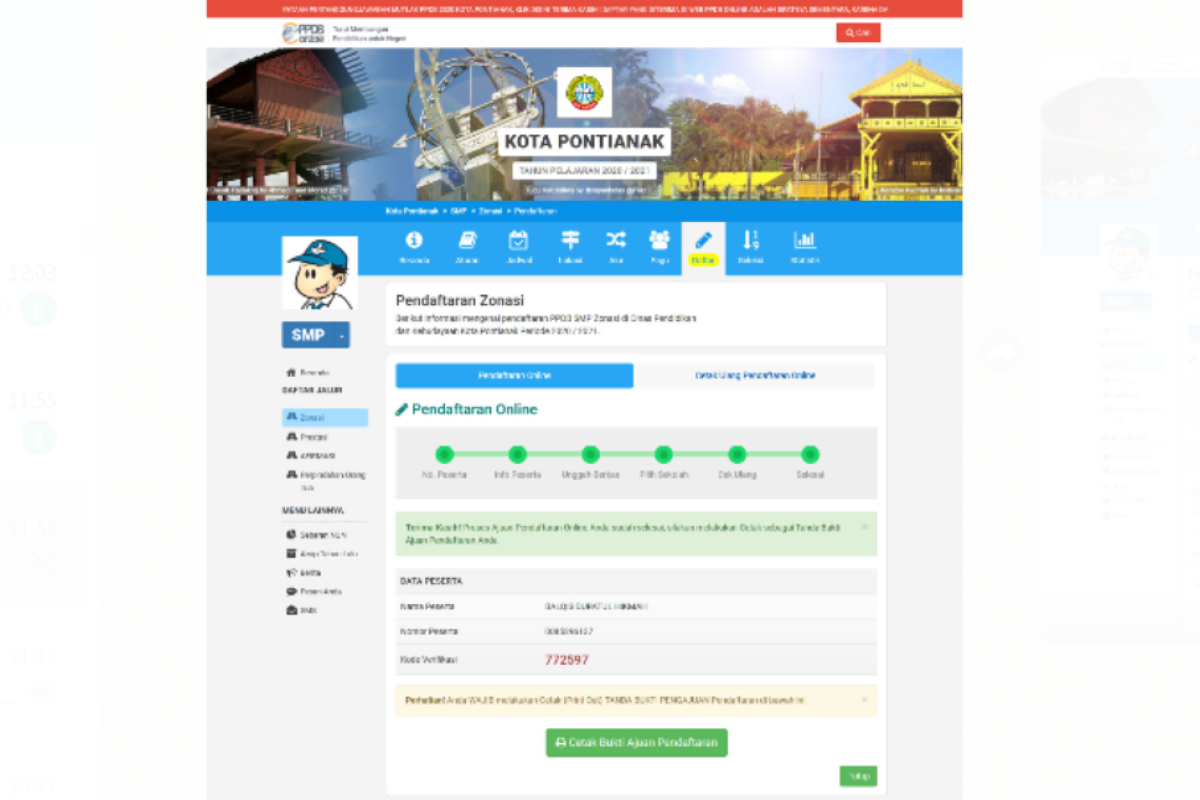 Cara pendaftaran online siswa SMP jalur zonasi di Kota Pontianak
