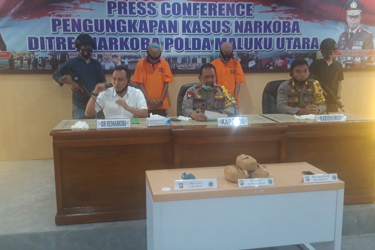 Polda Malut ringkus dua pengedar narkoba seberat 2,5 Kg