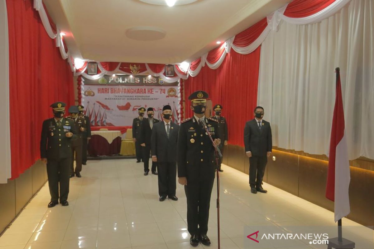 Polres HSS ikuti peringatan HUT  Bhayangkara ke-74 secara virtual