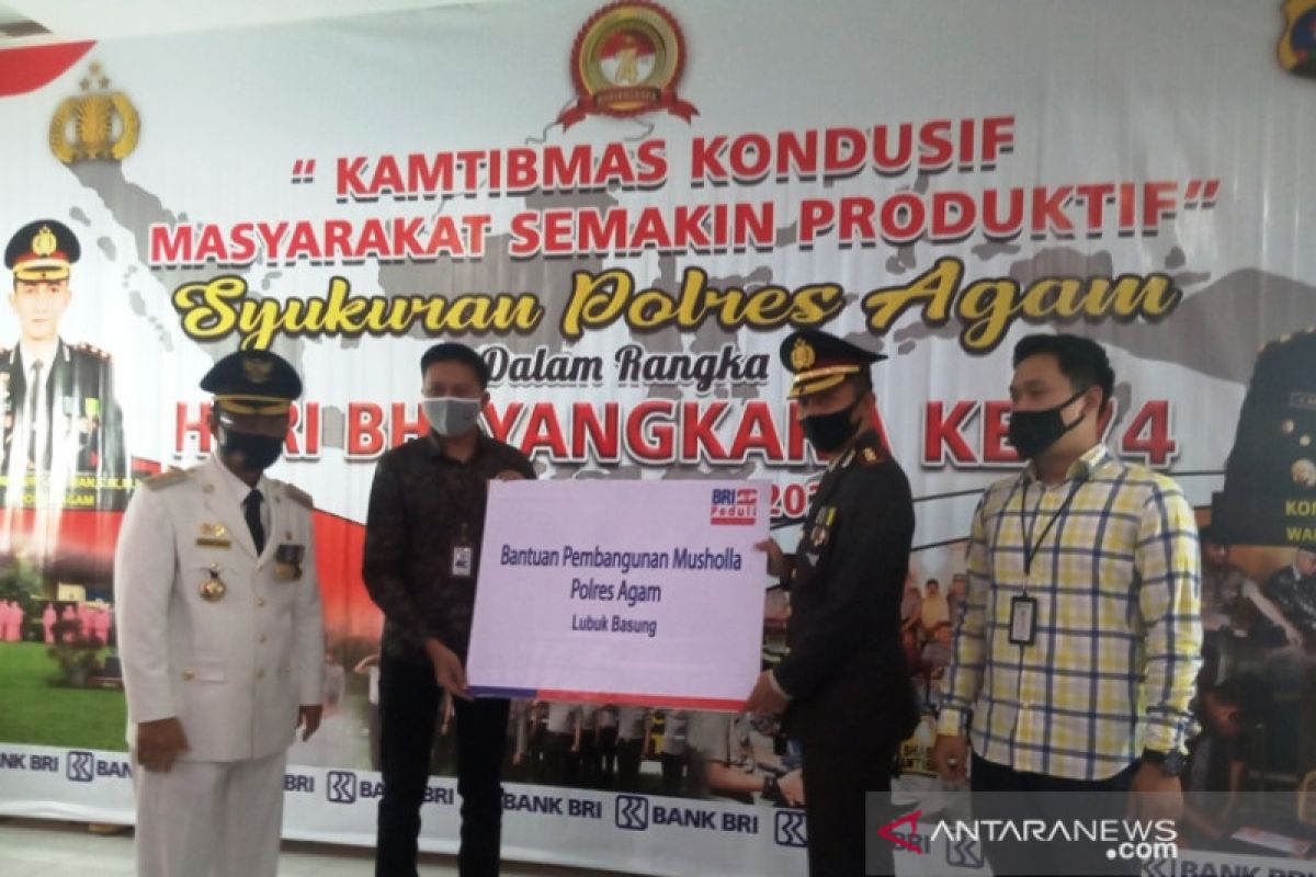 BRI Cabang Bukittinggi bantu bangun masjid milik Polres Agam