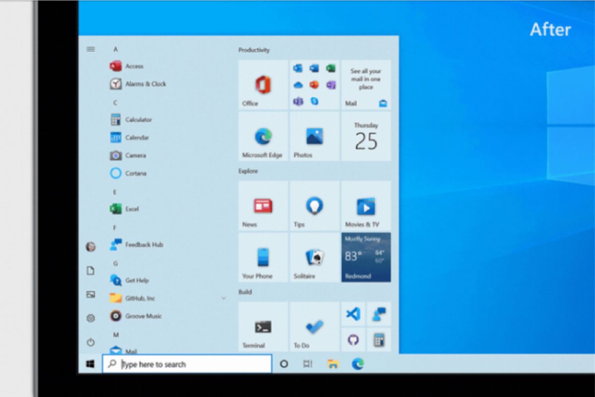 Microsoft  kenalkan desain baru menu 'Start' pada Windows 10