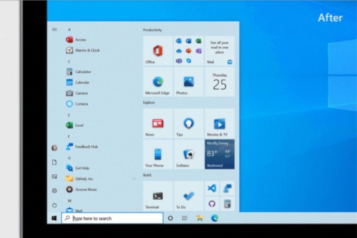 Microsoft kenalkan desain baru untuk segarkan menu "Start" pada Windows 10