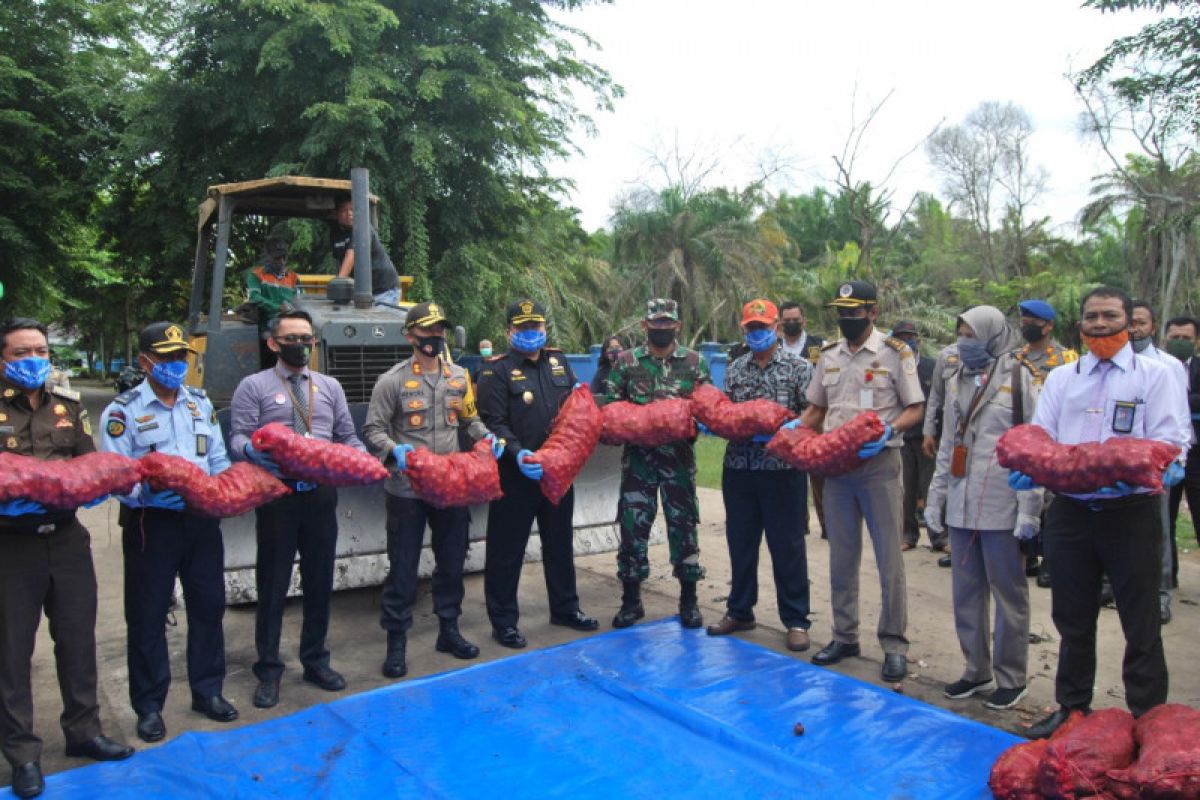 1.155 karung bawang merah ilegal dimusnahkan