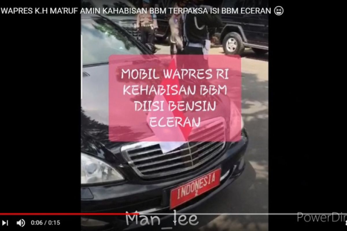Mobil Wapres Ma'ruf Amin isi BBM eceran? Ini faktanya