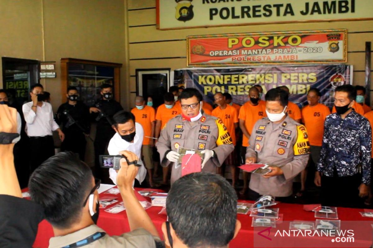 24 pelaku narkoba diringkus, Polisi Jambi kembangkan penyelidikan ke jaringan lapas