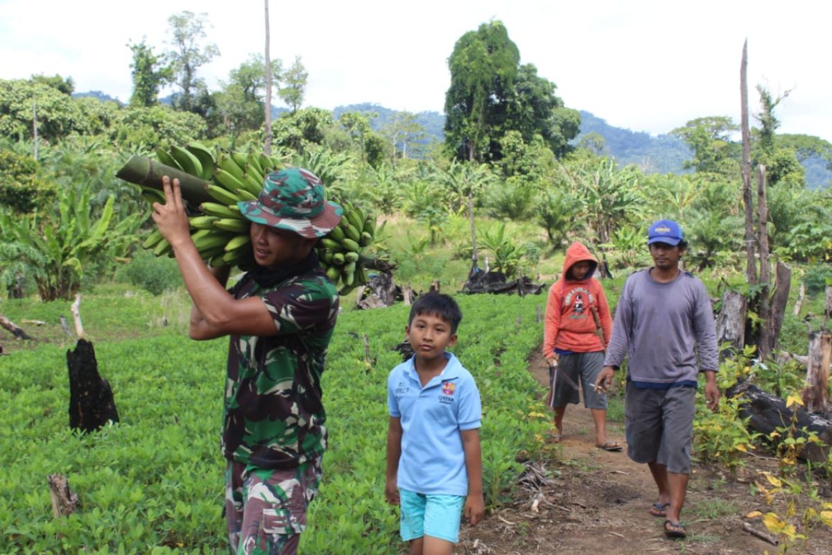 Pulang kerja, Kopka Hasanudin panggul setandan pisang