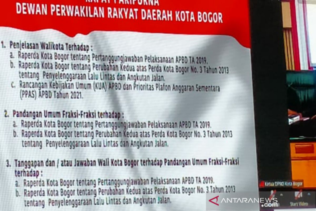 DPRD terima tiga Raperda terkait lalu lintas dan anggaran dari Pemkot Bogor