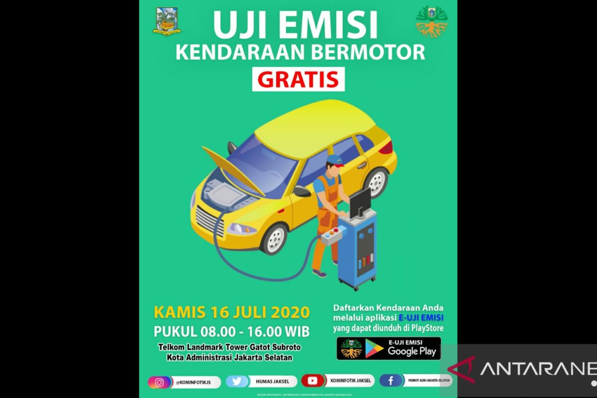 Kamis ini, Jakarta Selatan sediakan dua lokasi uji emisi gratis