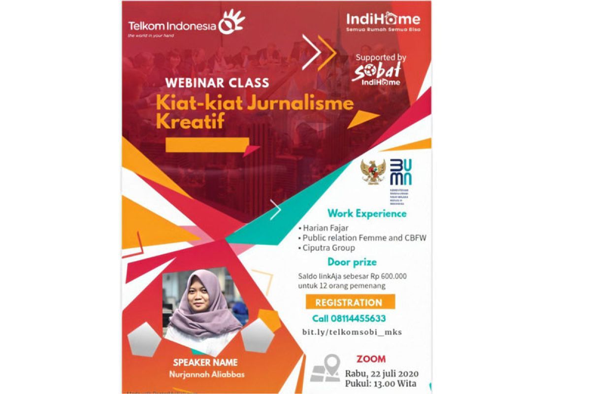 Telkom Makassar gelar webinar class "Kiat-kiat Jurnalisme Kreatif"